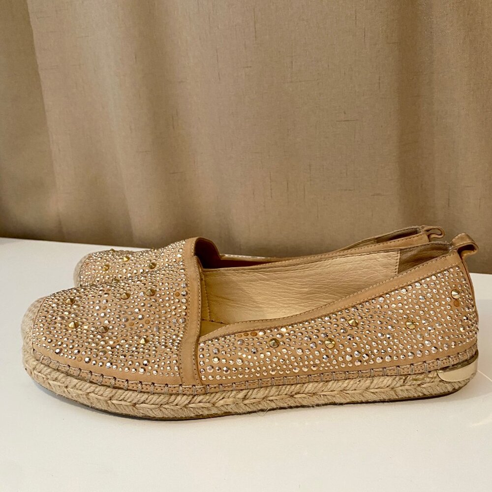 Stuart Weitzman Rockon Rhinestone Studded Espadrilles Size 9 - Luxury Shoes